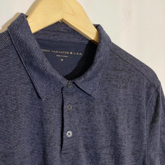 John Varvatos Other - John Varvatos USA Men's Medium Short Sleeve Button Polo Navy Stripe Burnout